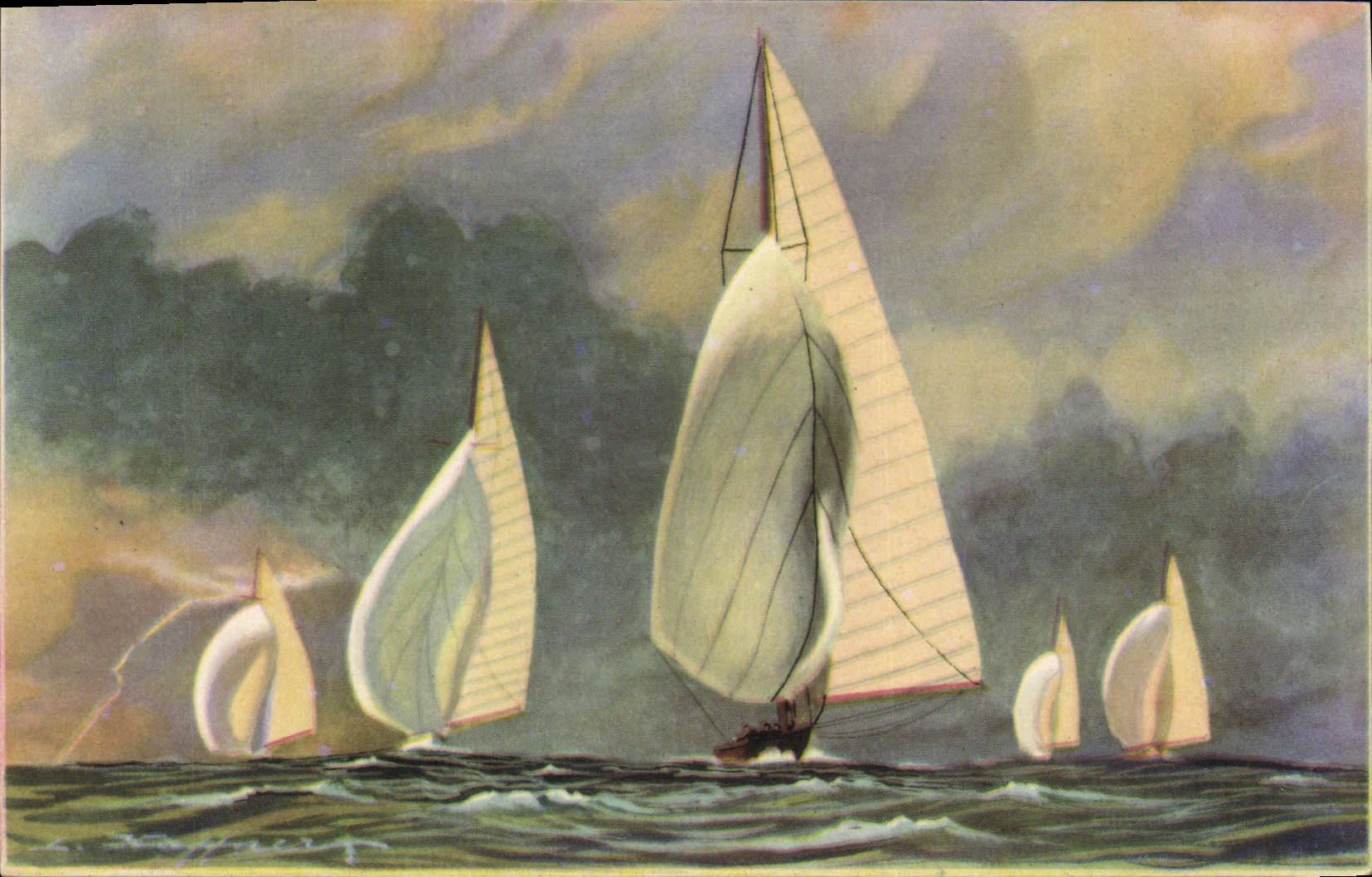 CPA Fantaisie Illustrateur Haffner Bateau Vent arriere