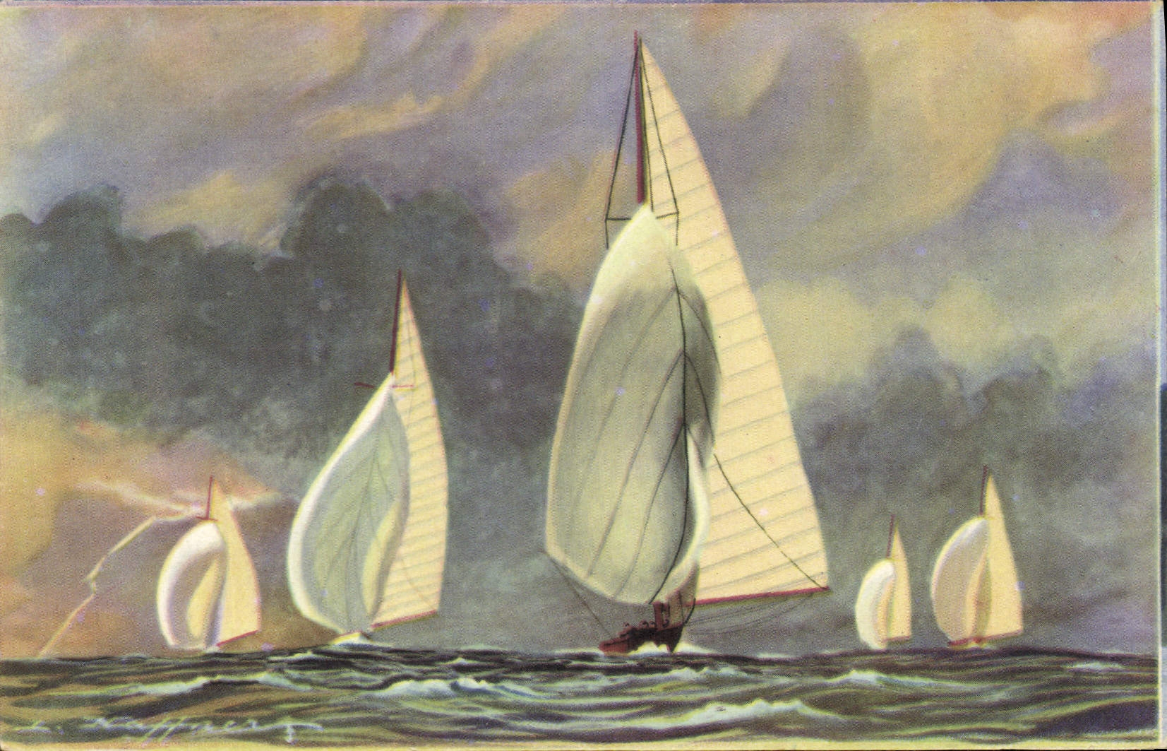 CPA Fantaisie Illustrateur Haffner Bateau Vent arriere