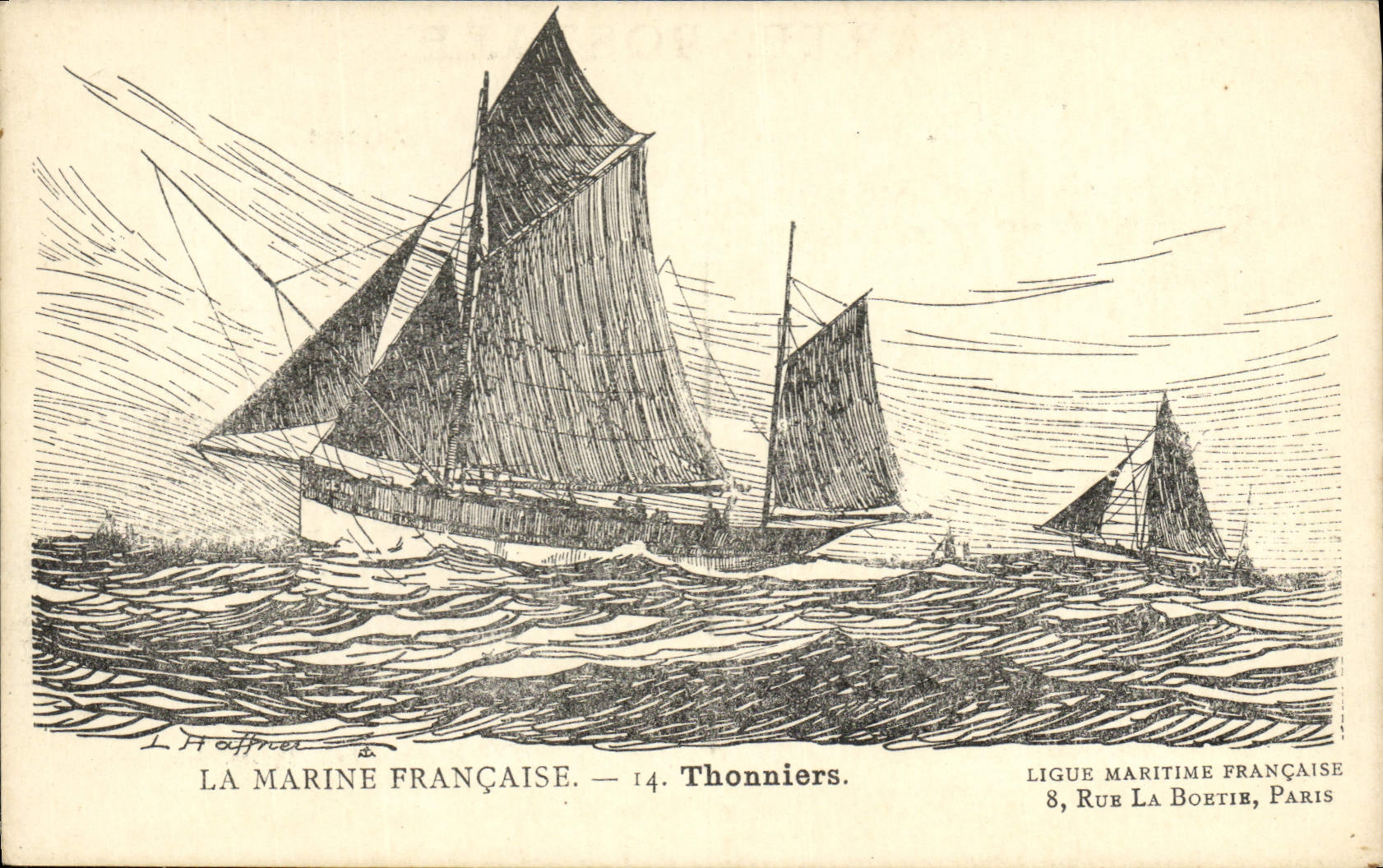 Thonniers Vintage Postcards Fantasy Illustrator Haffner Boat