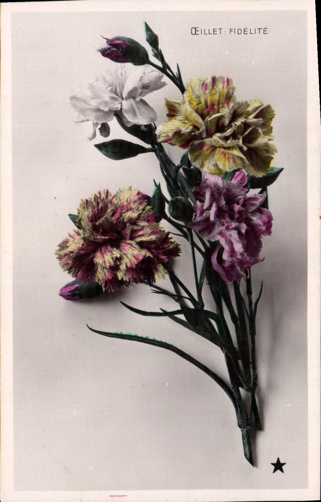 Vintage Postcard Fantasy Flowers Eyelet fidelity