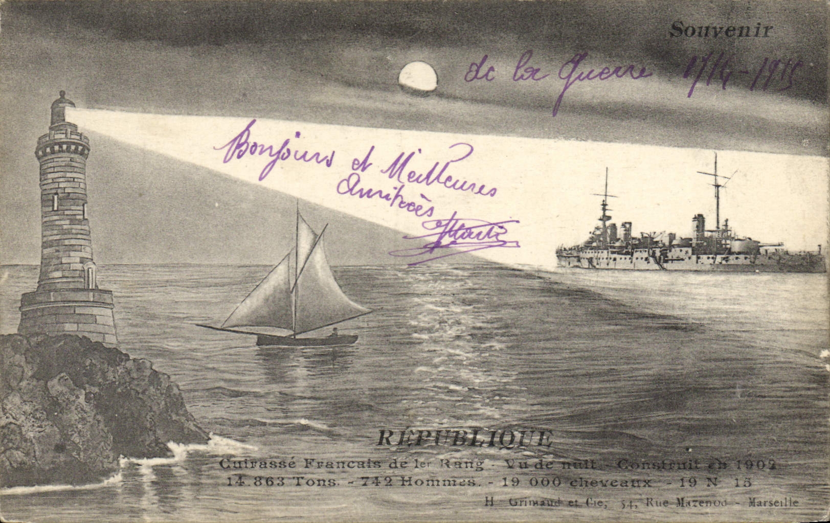 CPA Phare Repuclique Cuirasse Francais de 1er Rang