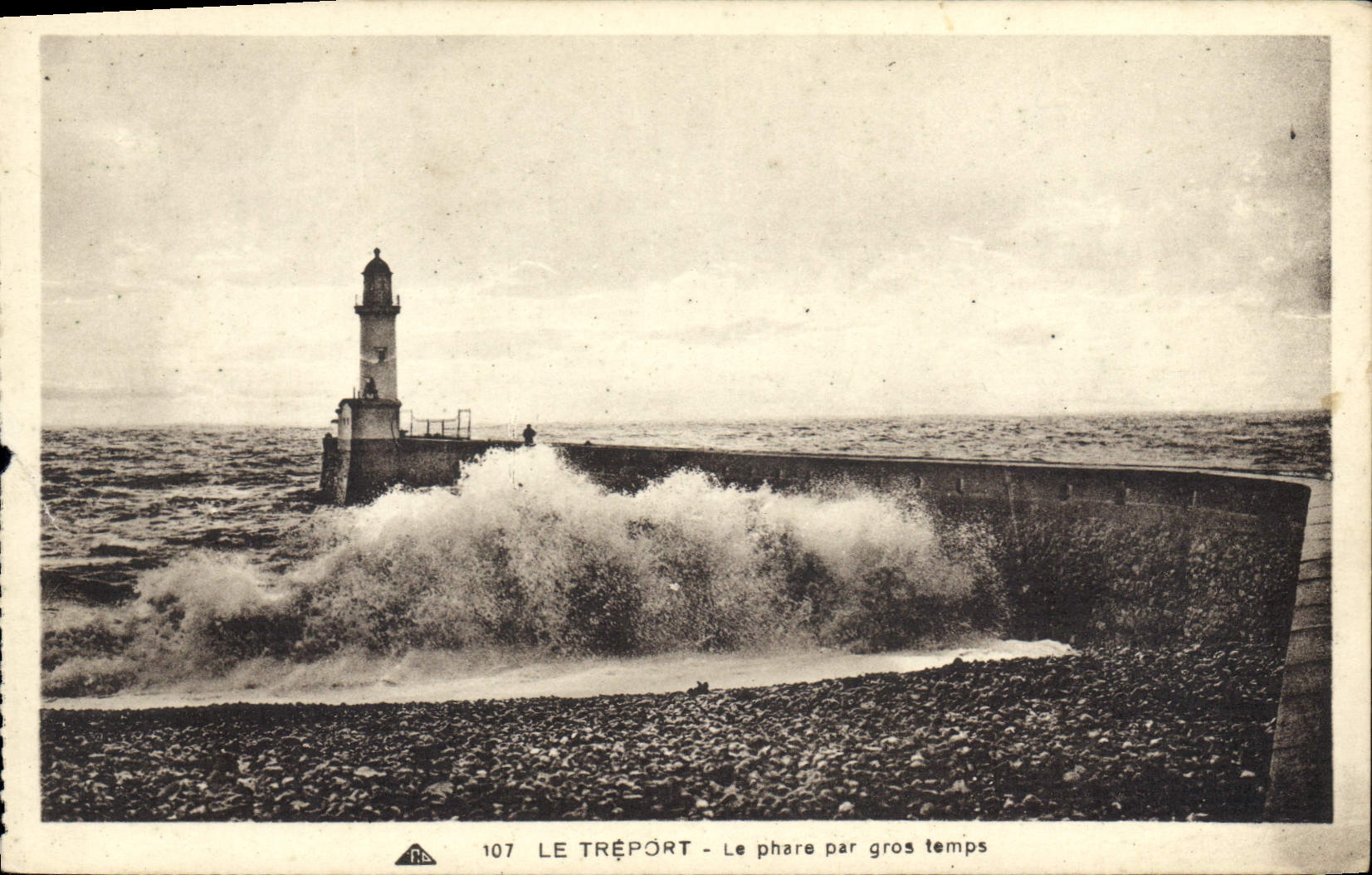 Vintage Postcard Headlight by heavy weather Treport