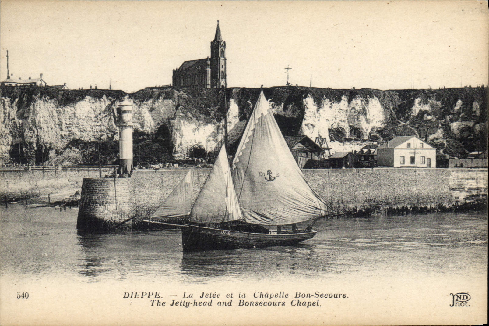 Vintage Postcard Dieppe Headlight the pier and the vault Good Help