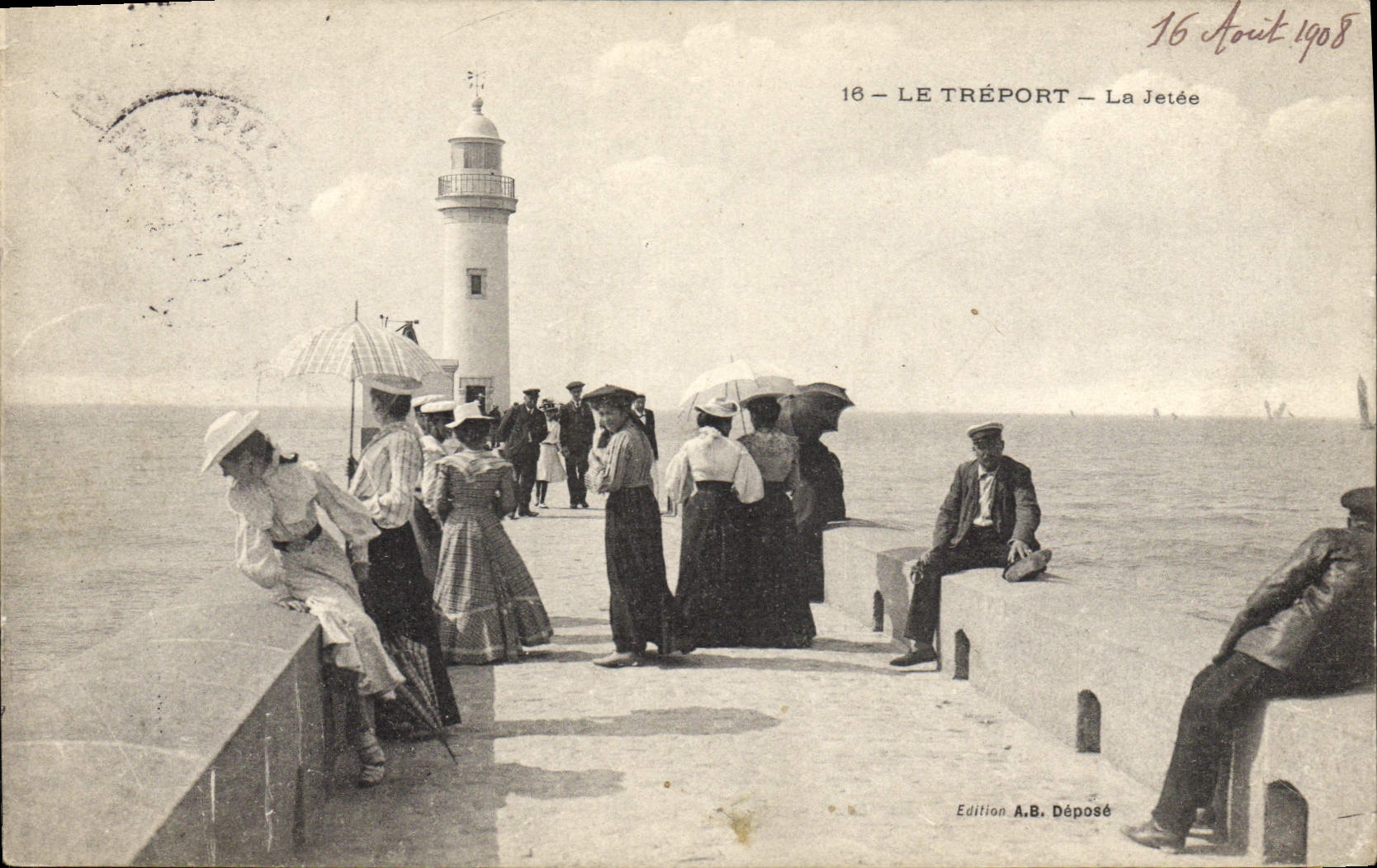 CPA Phare Le Treport La jetee 