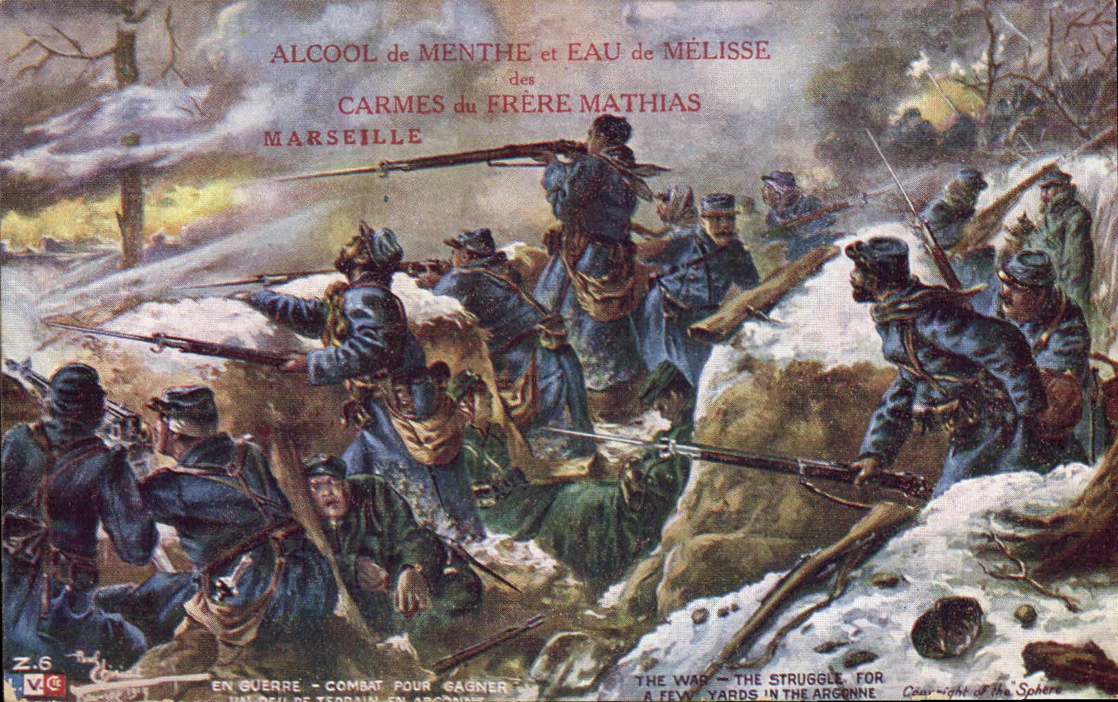 Postal Militaria Combate para ganar a Argonne Hermano Mathias