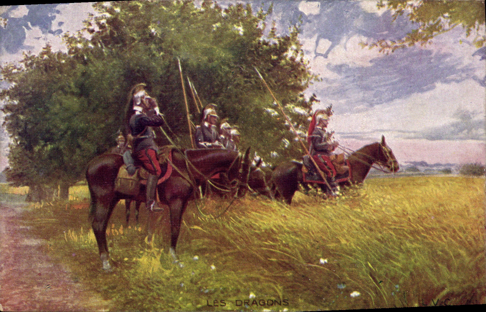 CPA Militaria Les Dragons Cachet Les Blesses du travail Rue Saint Ferreol Marseille 