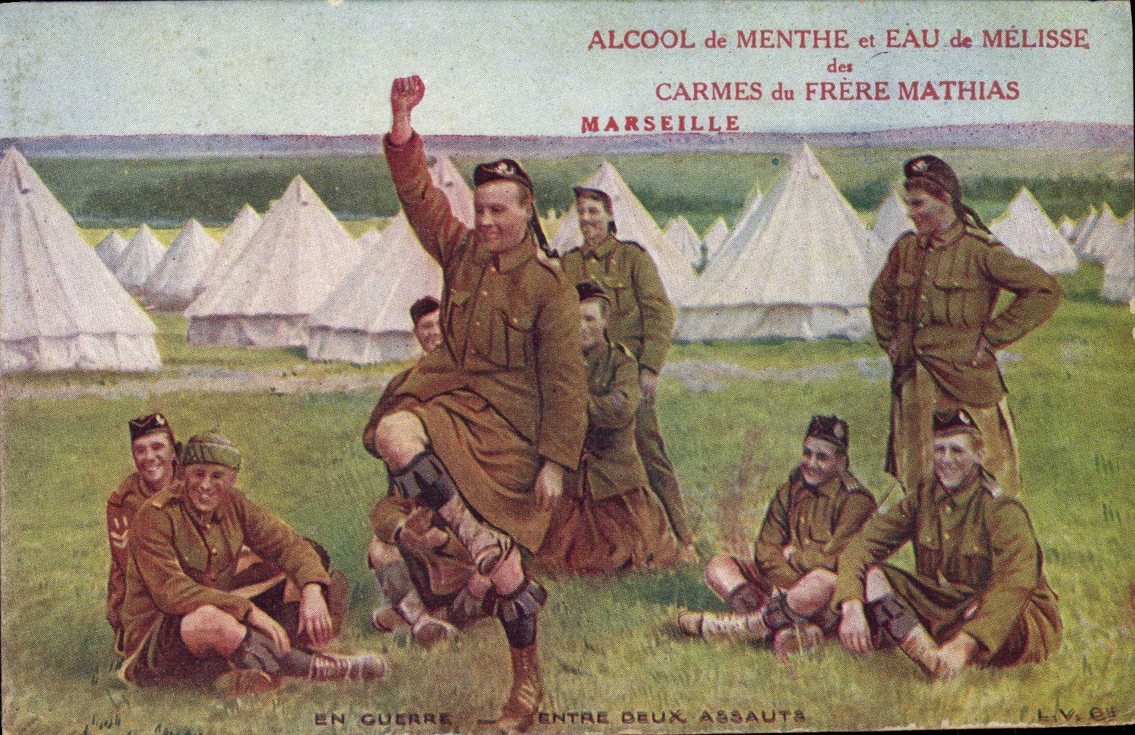 Postal Militaria entre dos asaltos Hermano Mathias Marseille