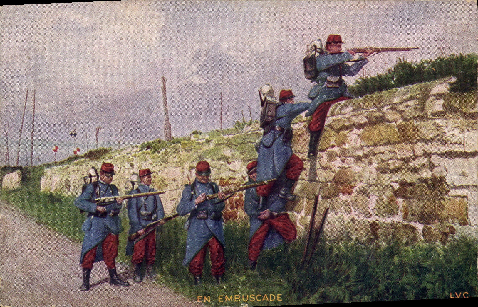 CPA Militaria En embuscade 