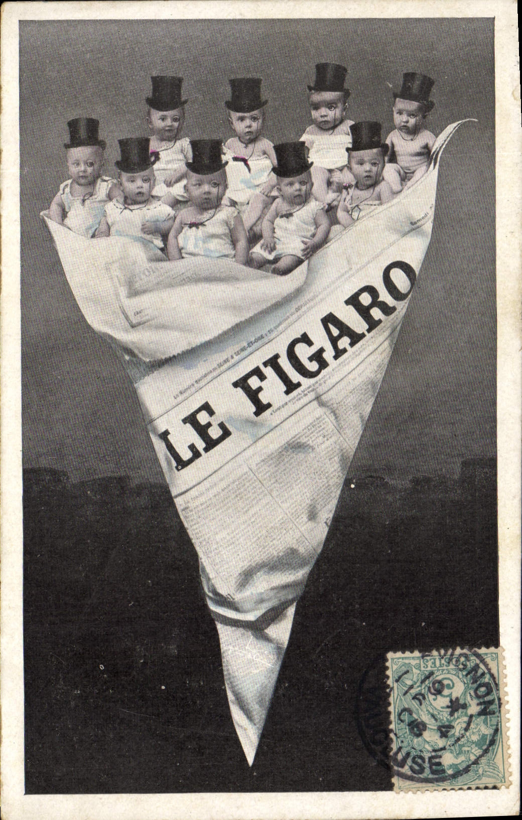 Vintage Postcard Newspapers Newspaper Le Figaro Children Babies