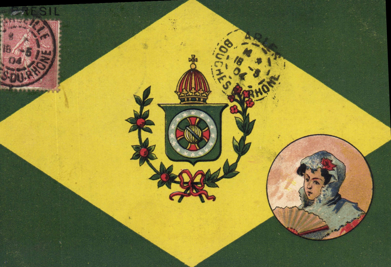 CPA Drapeau Femme Bresil Brazil
