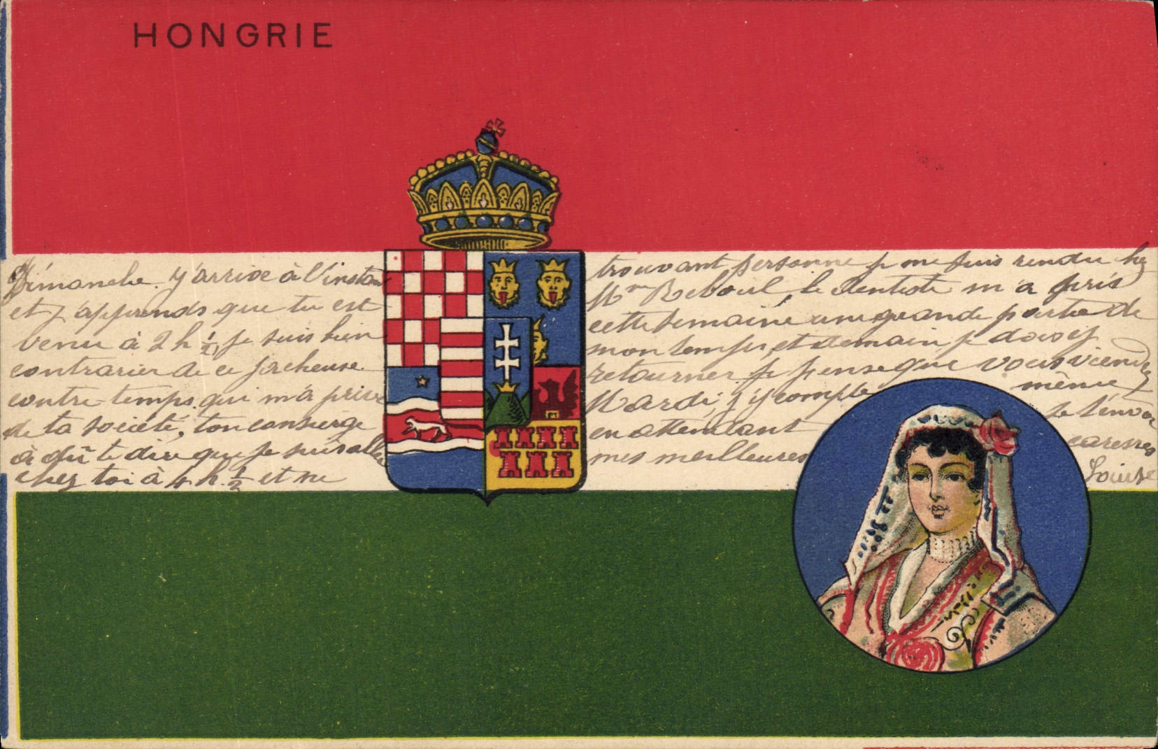 CPA Drapeau Femme Hongrie Hungary