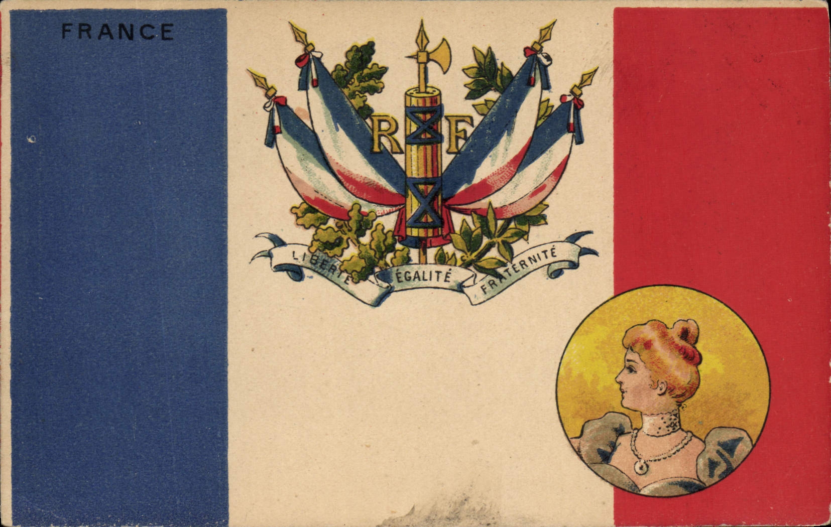 CPA Drapeau Femme France 