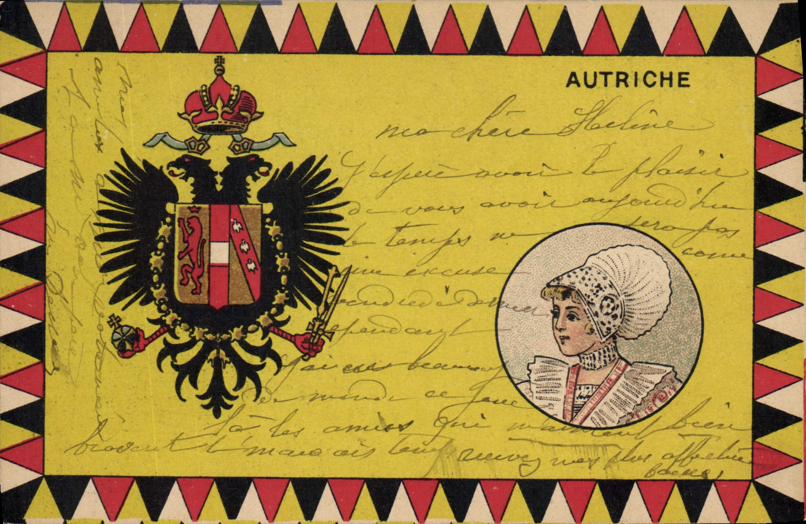 CPA Drapeau Femme Autriche Austria Aigle
