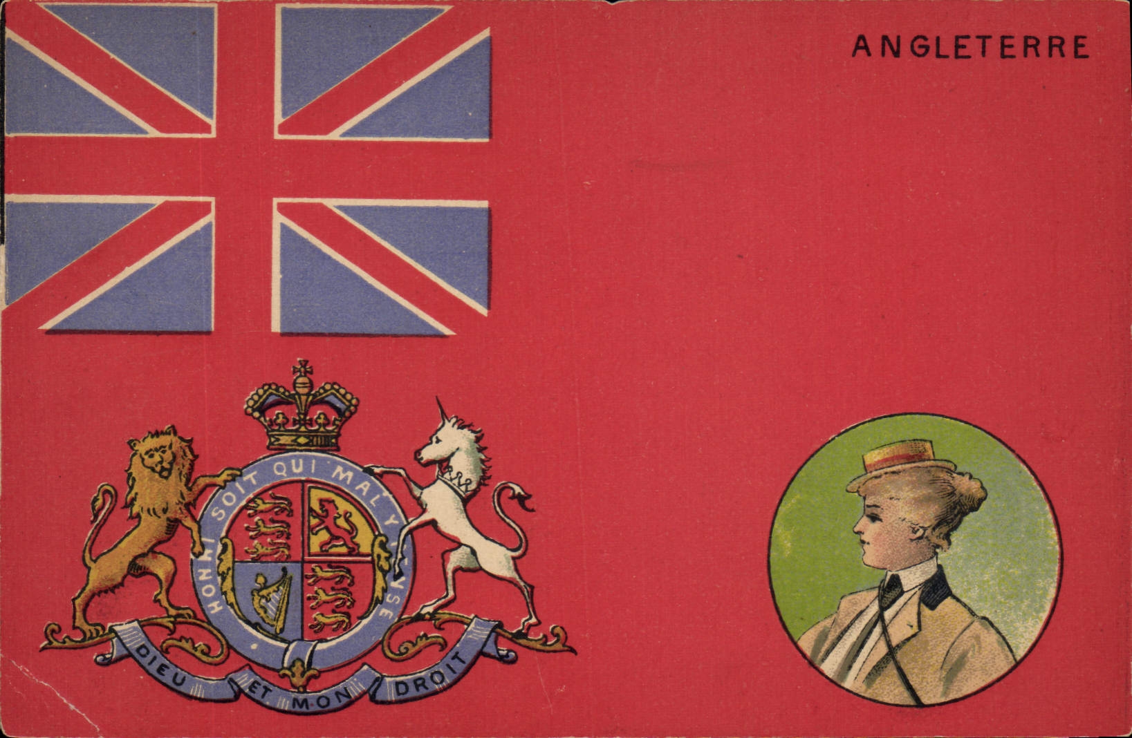 CPA Drapeau Femme Angleterre Lion Licorne