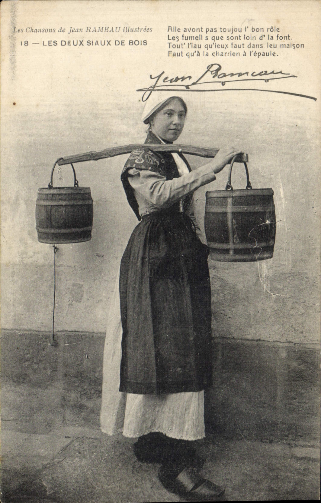 CPA Folklore Les chansons de Jean Rameau illustrees Les deux Siaux de Bois