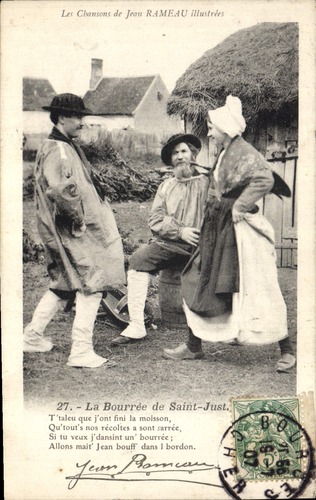 CPA Folklore Les chansons de Jean Rameau illustrees La Bourree de Saint Just