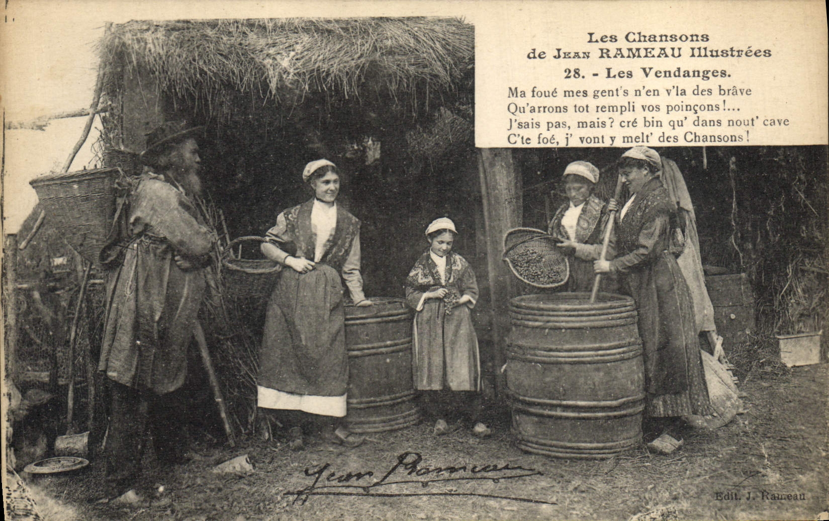 CPA Folklore Les chansons de Jean Rameau illustrees Les Vendanges