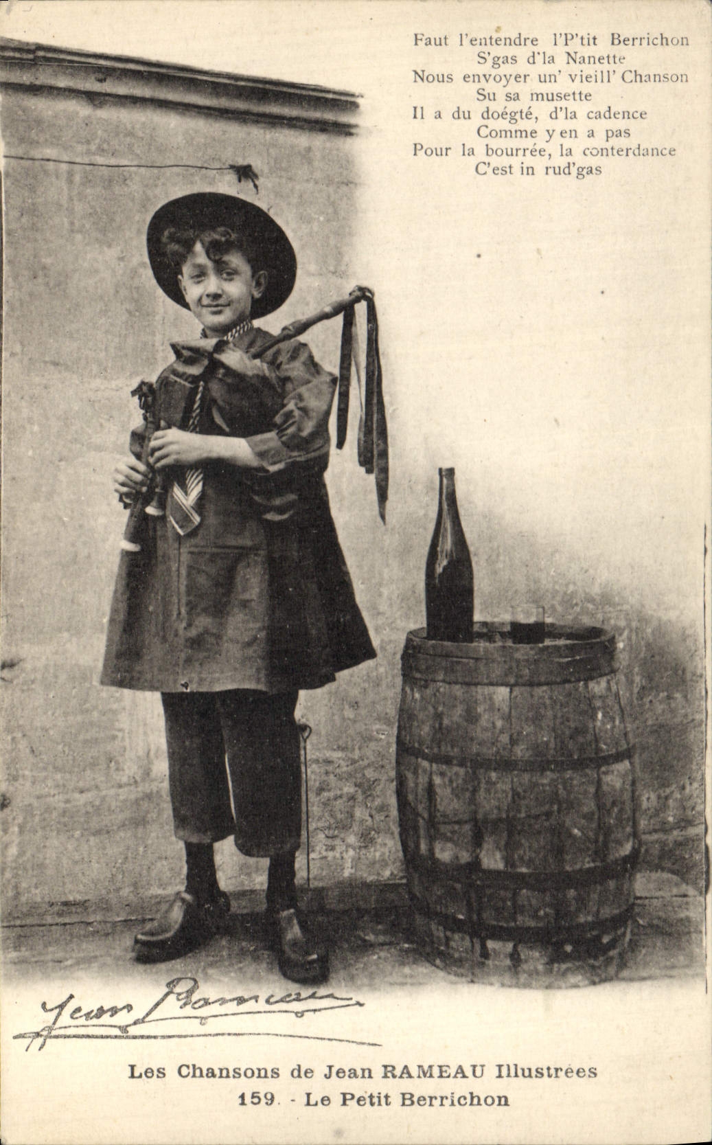 Postal Folclore las canciones de Jean Ramo ilustradas el Pequeño De la región de Berry Niño