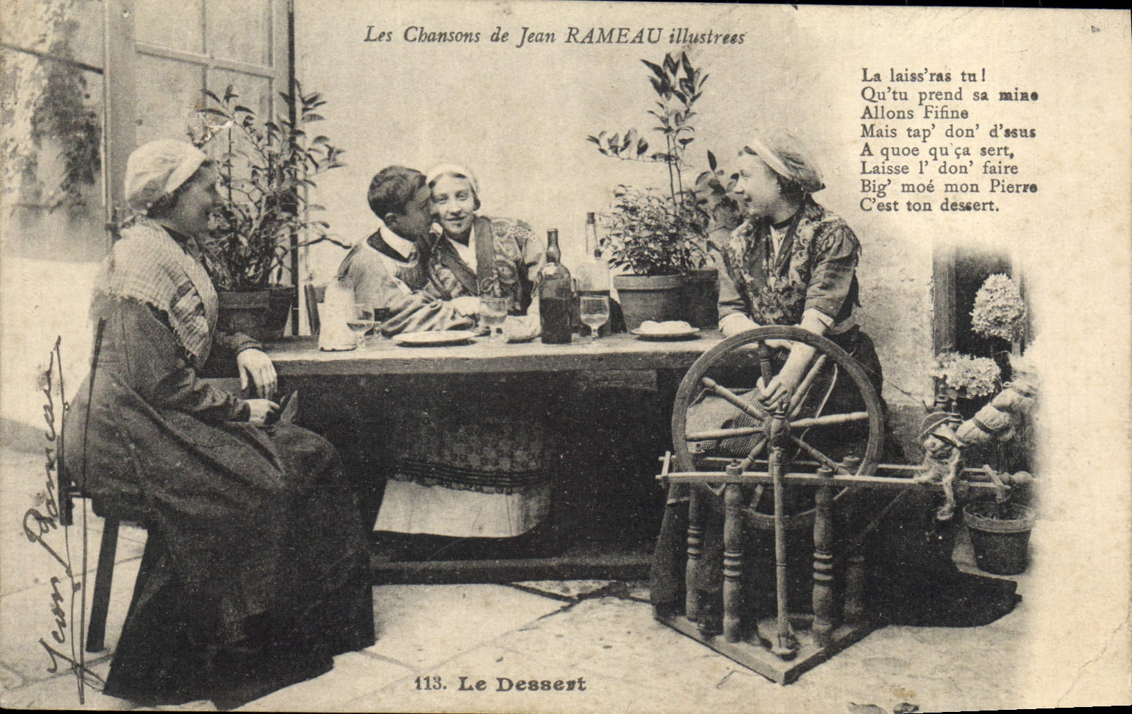 CPA Folklore Les chansons de Jean Rameau illustrees Le dessert