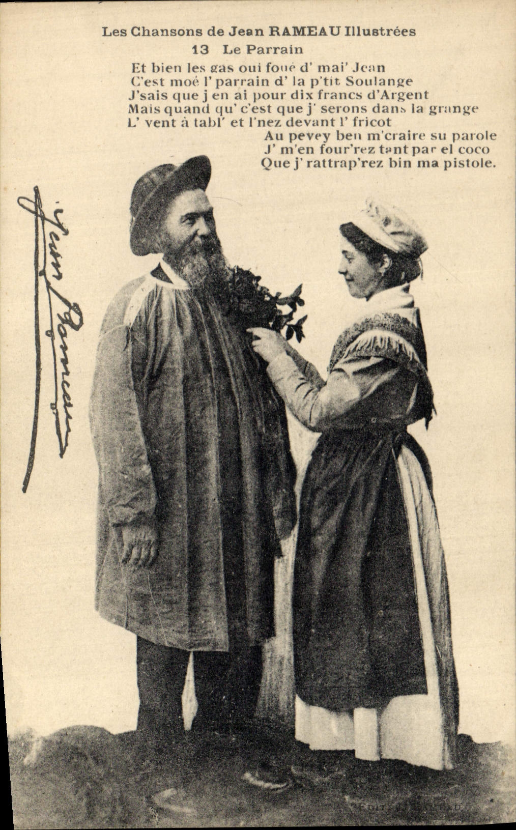 CPA Folklore Les chansons de Jean Rameau illustrees Le Parrain