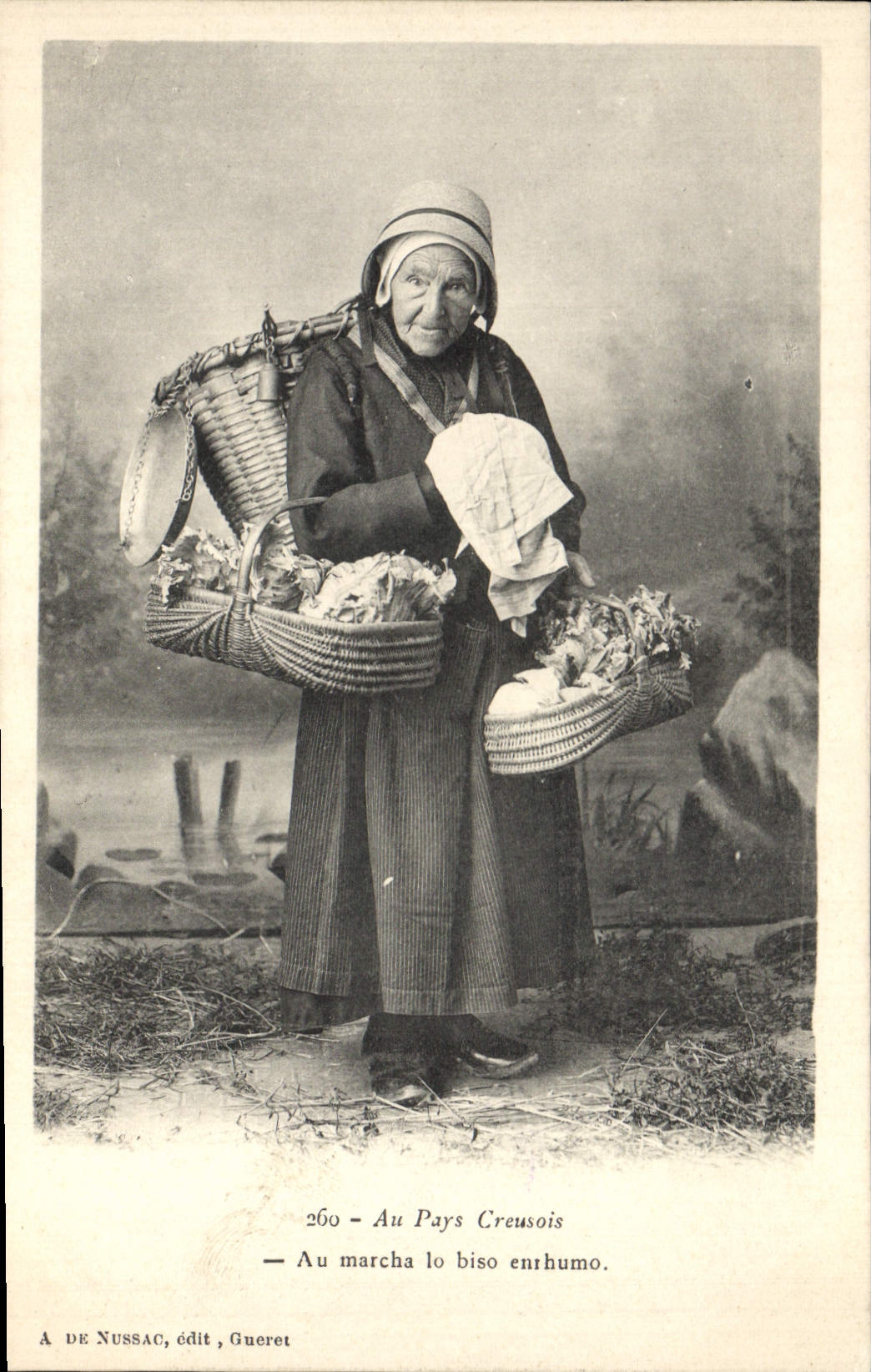 Postal Folclore al País Creusois Mujer