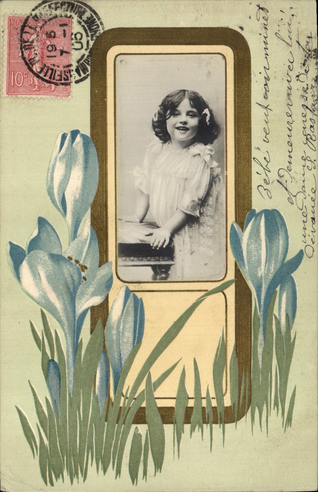 CPA Fantaisie Fleurs Enfant 