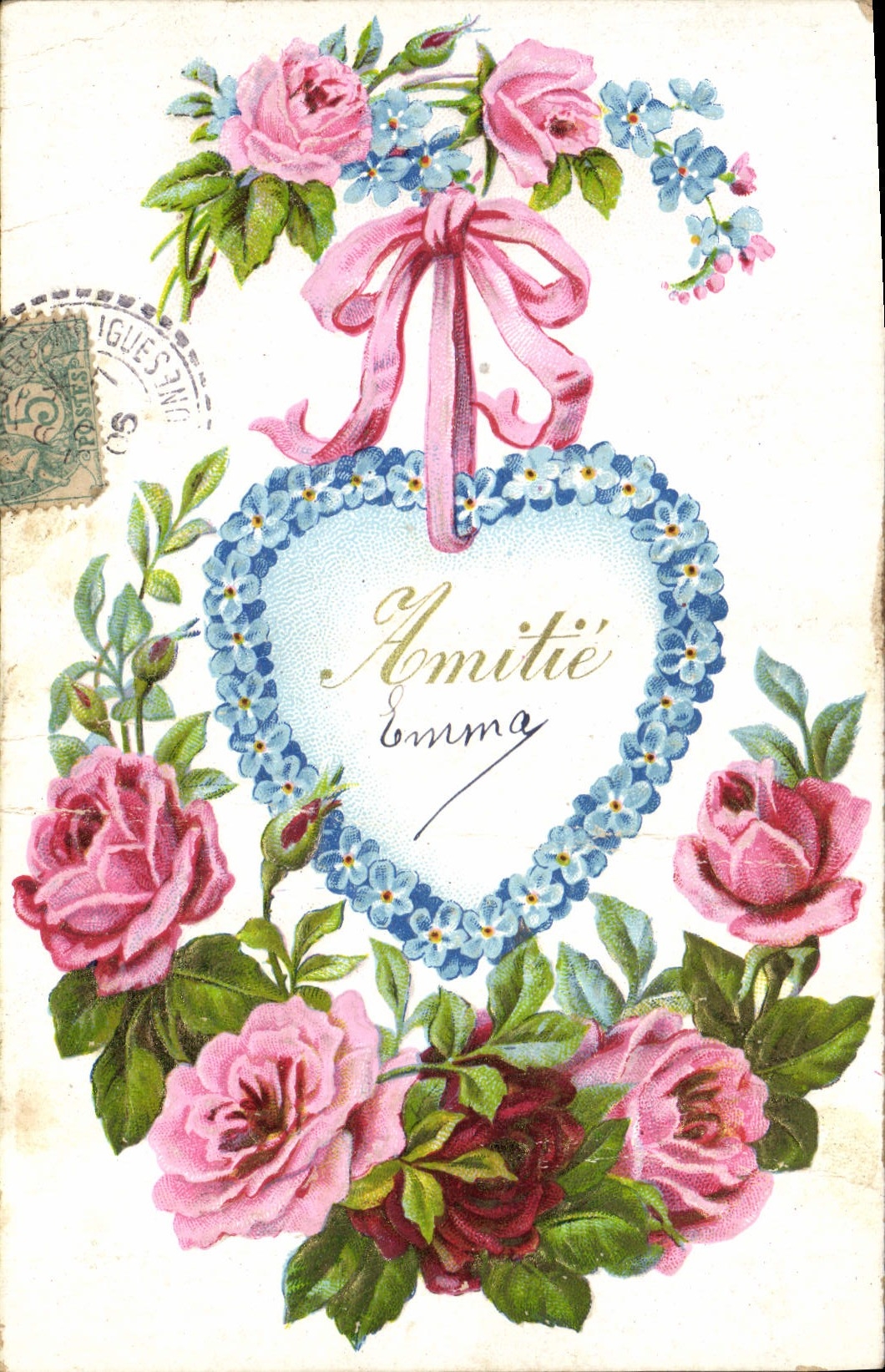 CPA Fantaisie Fleurs Coeur 