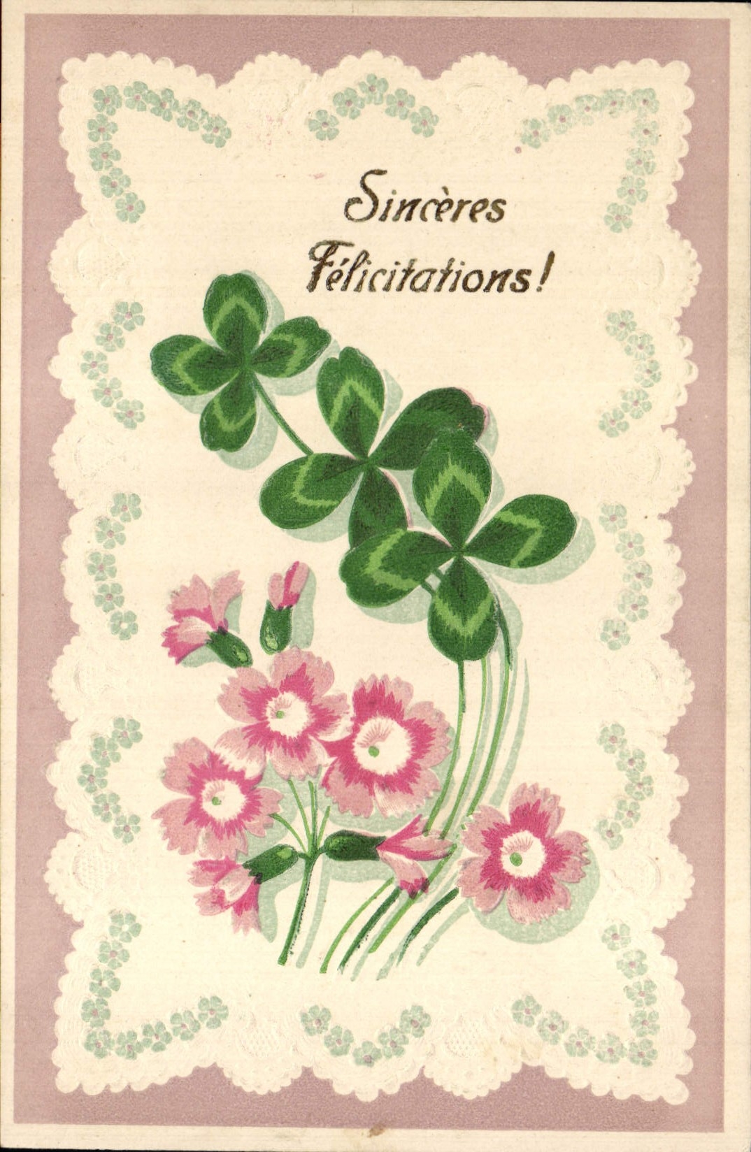 CPA Fantaisie Fleurs Trefles 