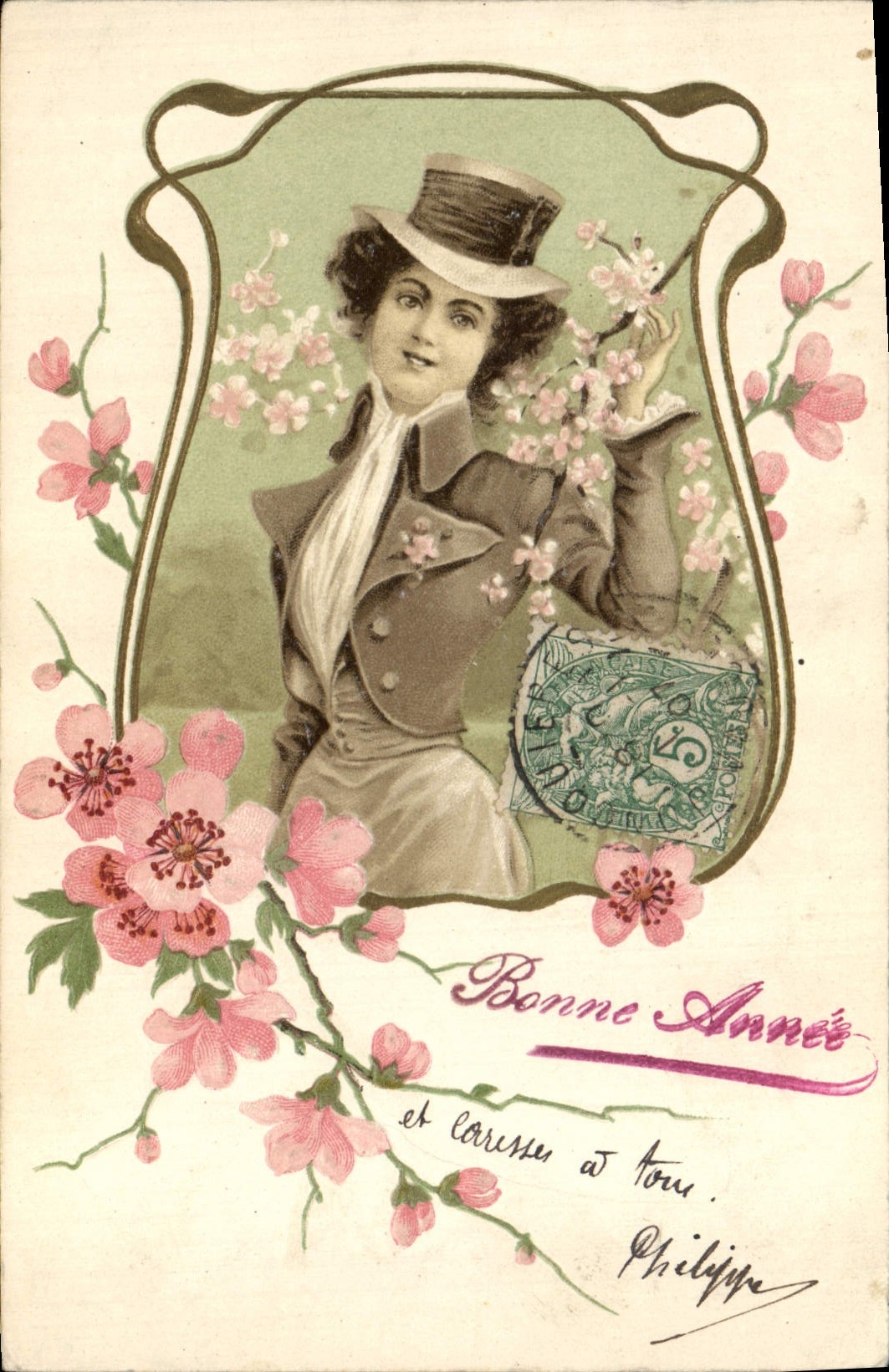 CPA Fantaisie Fleurs Femme 