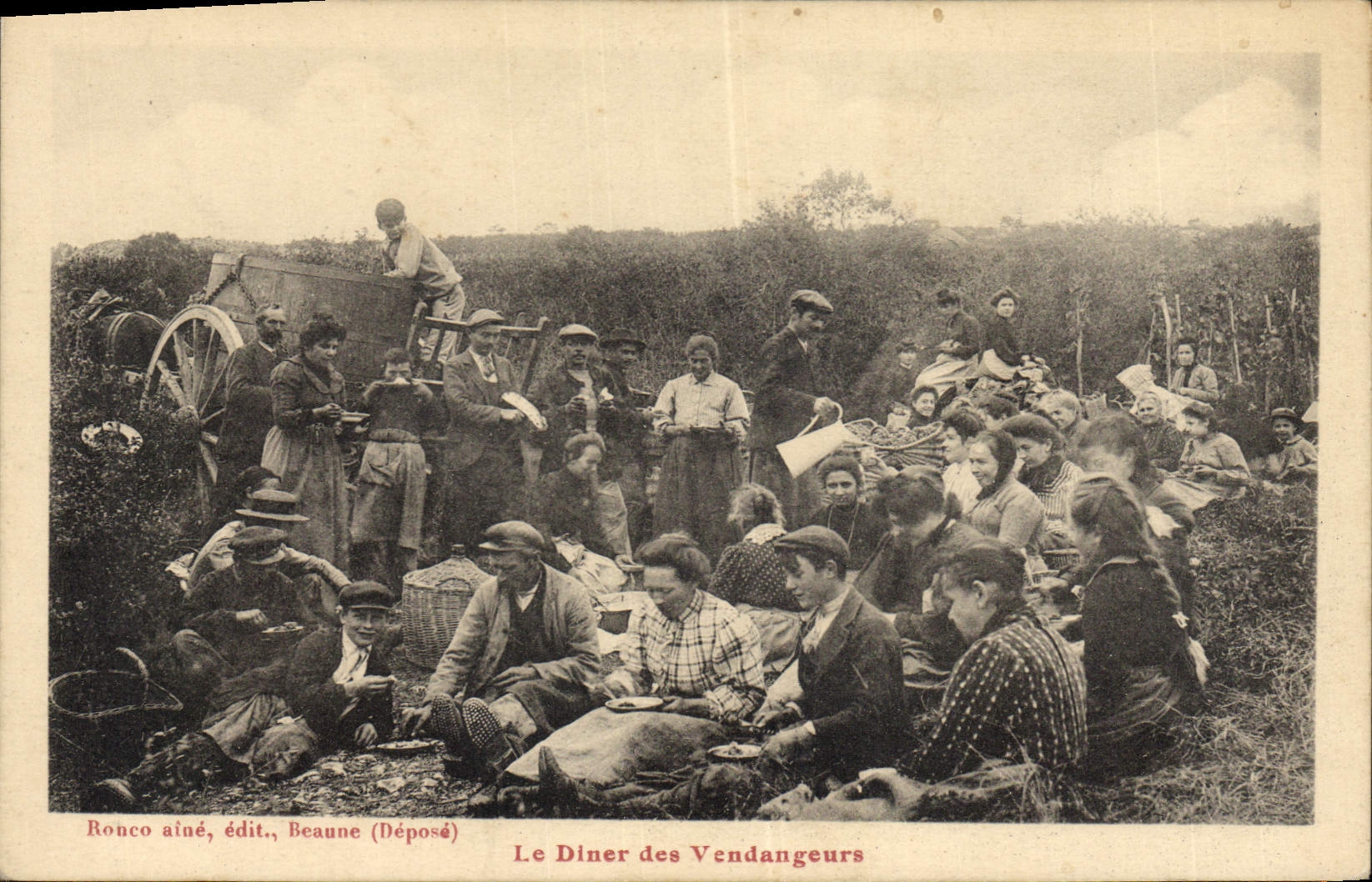 Vintage Postcard Folklore Wine Vintage Champagne the dinner of the vintagers SIGNAL