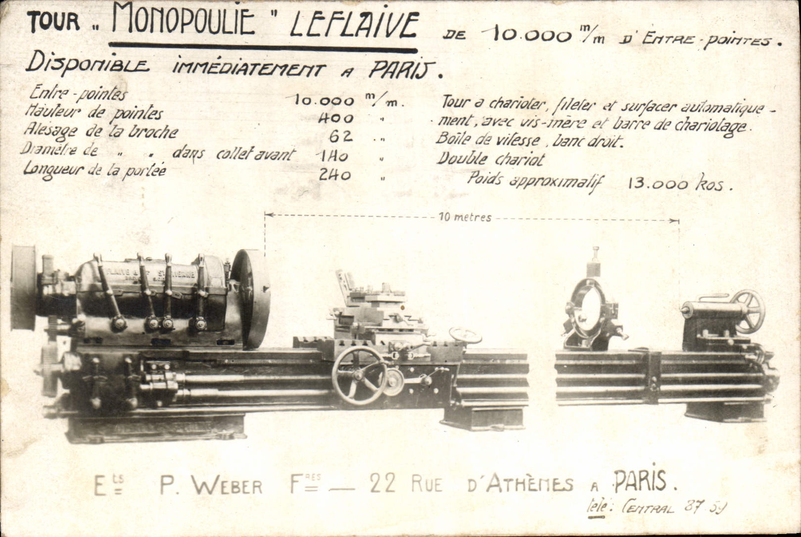 CPA Publicite Tour Monopoulie Leflaive Weber Rue d'Athenes Paris