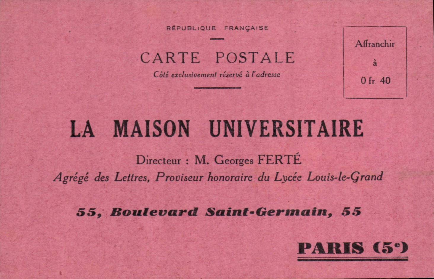 CPA Publicite Maison Universitaire Boulevard Saint Germain Paris 5eme Georges Ferte Lycee Louis le Grand