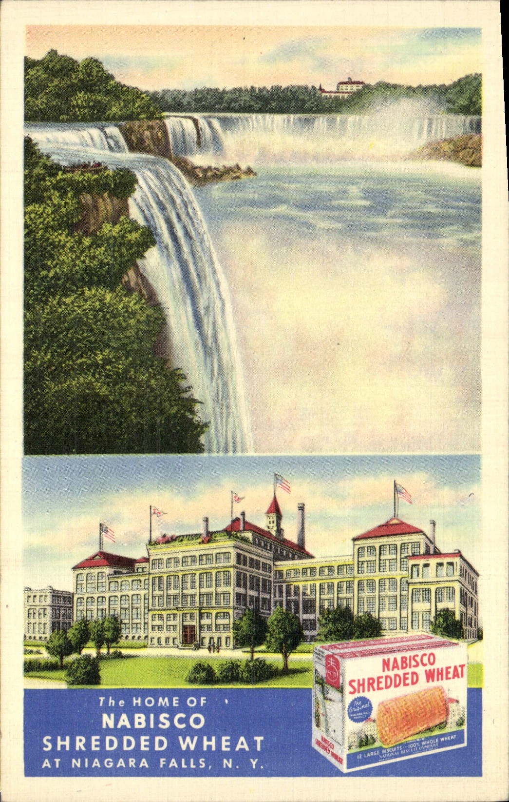 CPA Publicite The home of Nabisco Shredded Wheat at Niagara FAlls NY