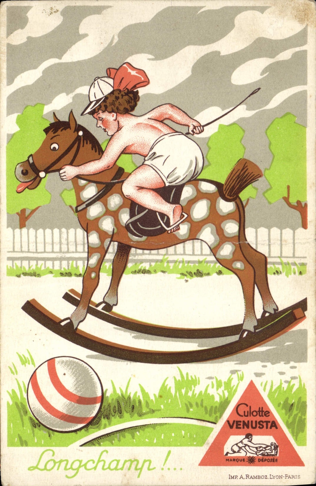 CPA Publicite Culotte Venusta Cheval Longchamp