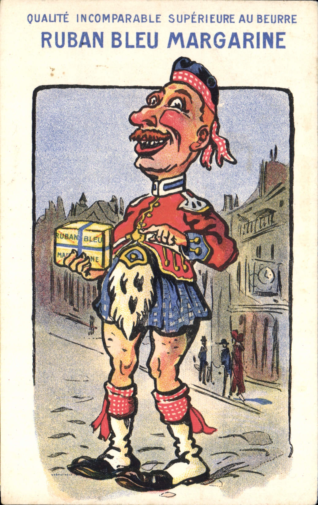 CPA Publicite Ruban Bleu Margarine Ecossais