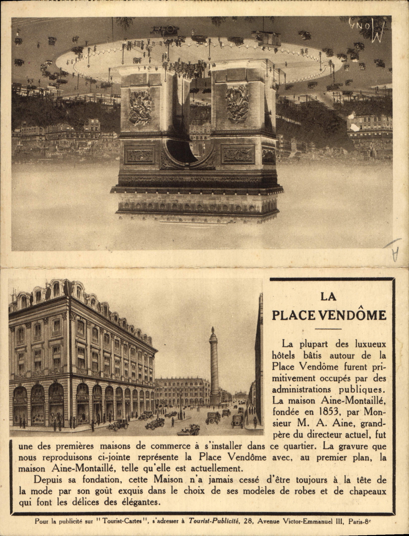 CPA Publicite Paris Arc de Triomphe Place Vendome Ampoule Opticia