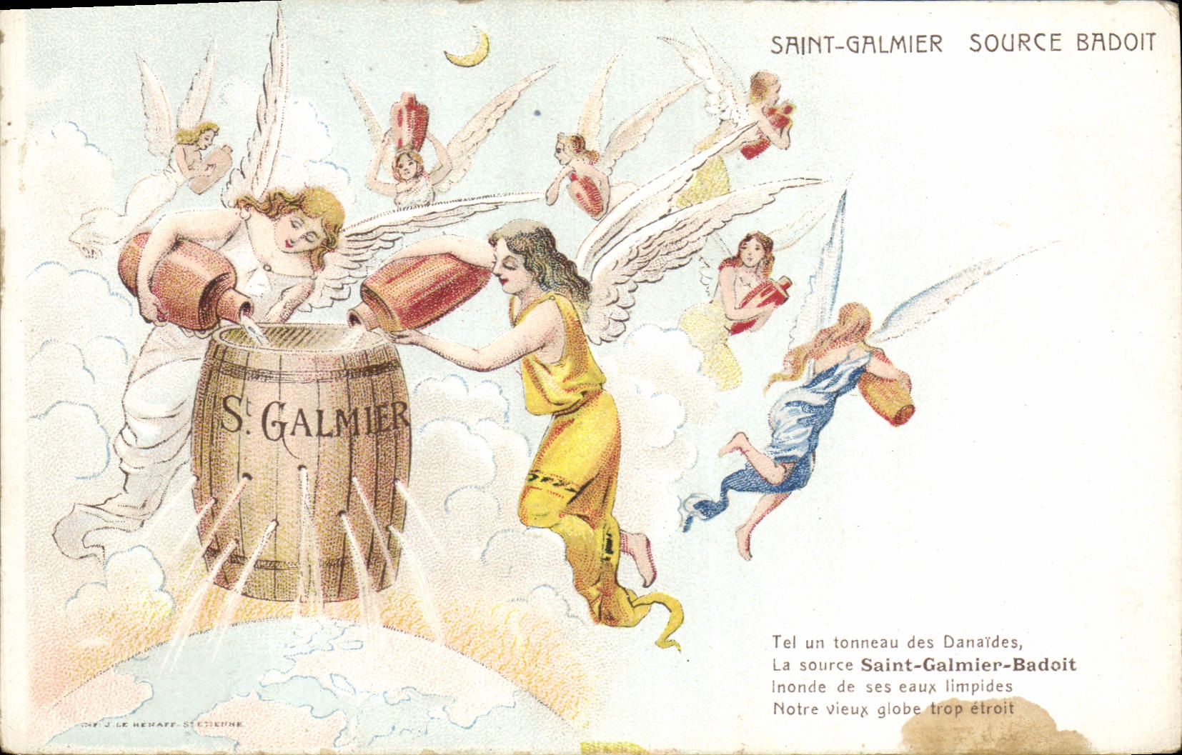 CPA Publicite Saint Galmier Source Badoit Anges Ange