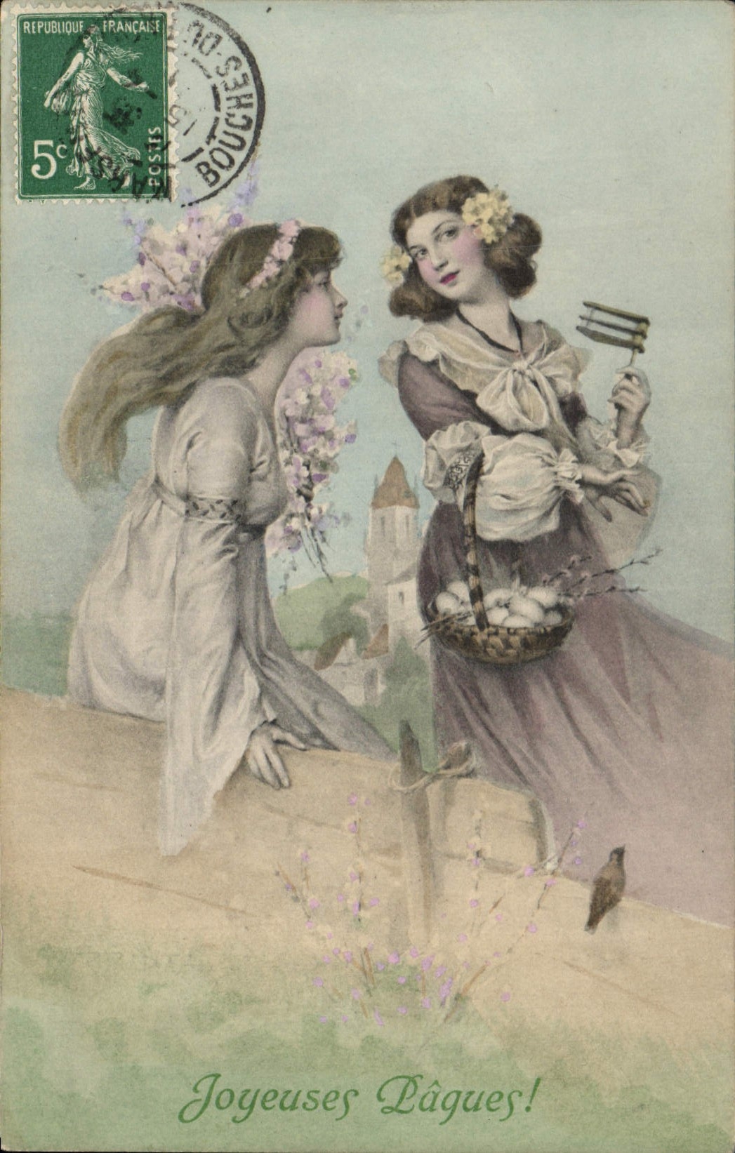 CPA Fantaisie Illustrateur Femmes Paques