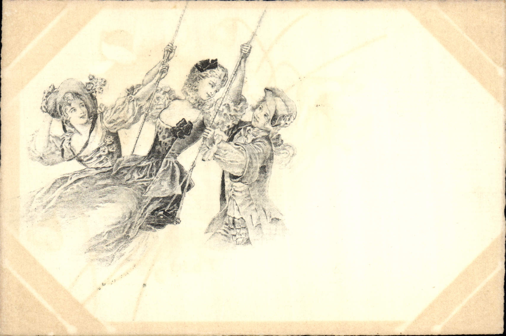 Postal Fantasia Ilustrador Mujer Columpio