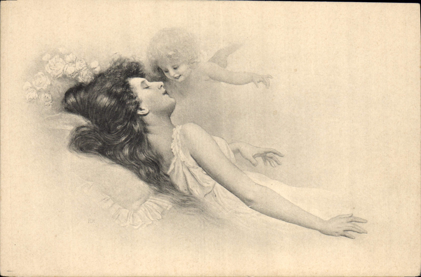 CPA Fantaisie Illustrateur Femme Ange