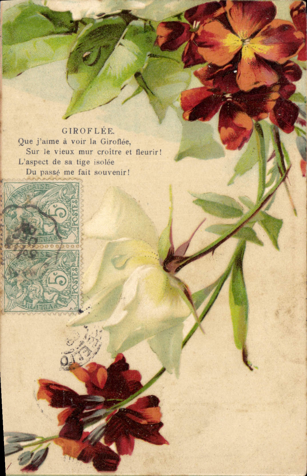 CPA Fantaisie Fleurs Giroflee 