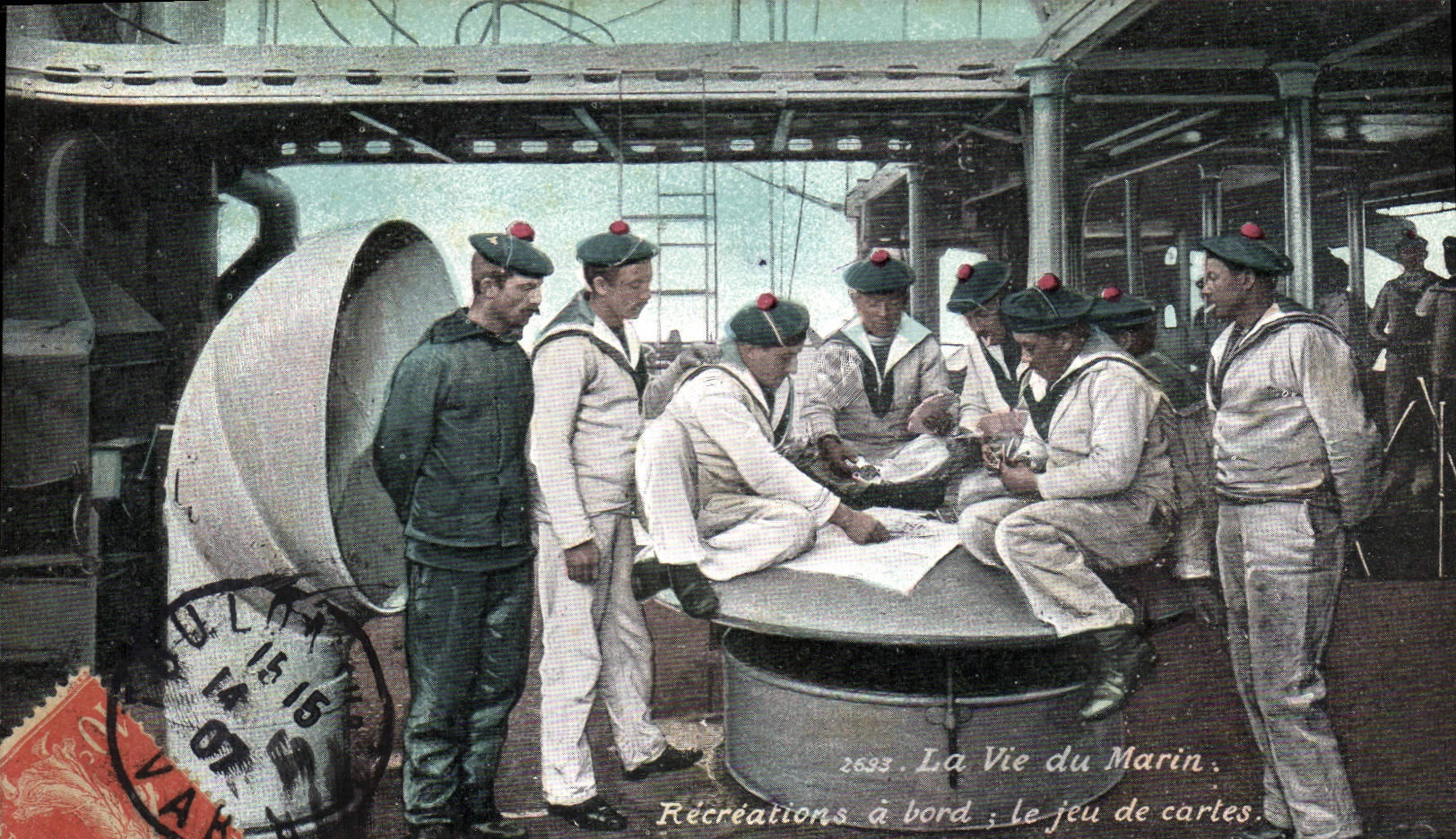 CPA Militaria La vie du Marin Recreation a bord Le jeu de cartes 