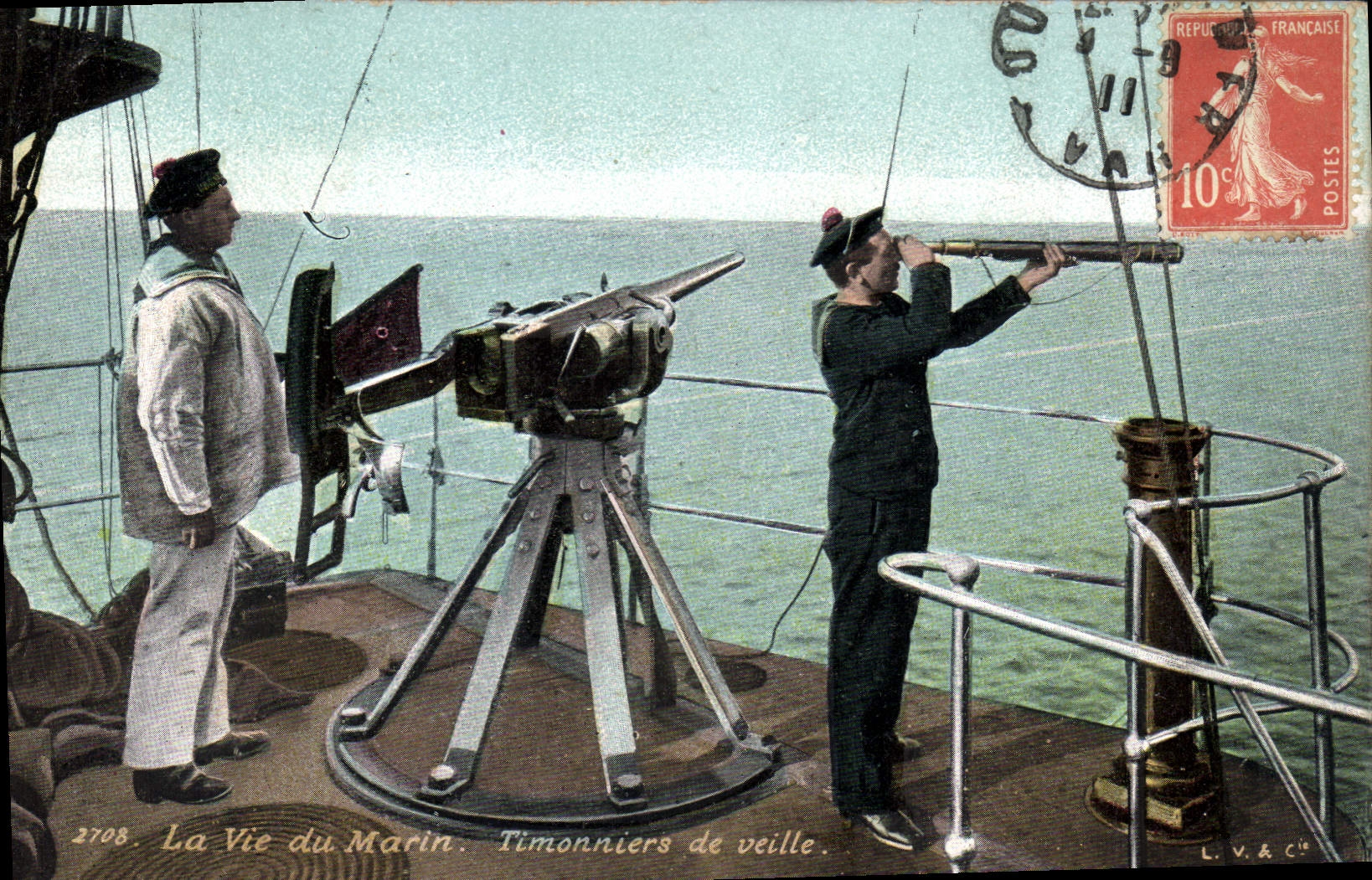 Postal Militaria la vida del Marin Timoneles de víspera