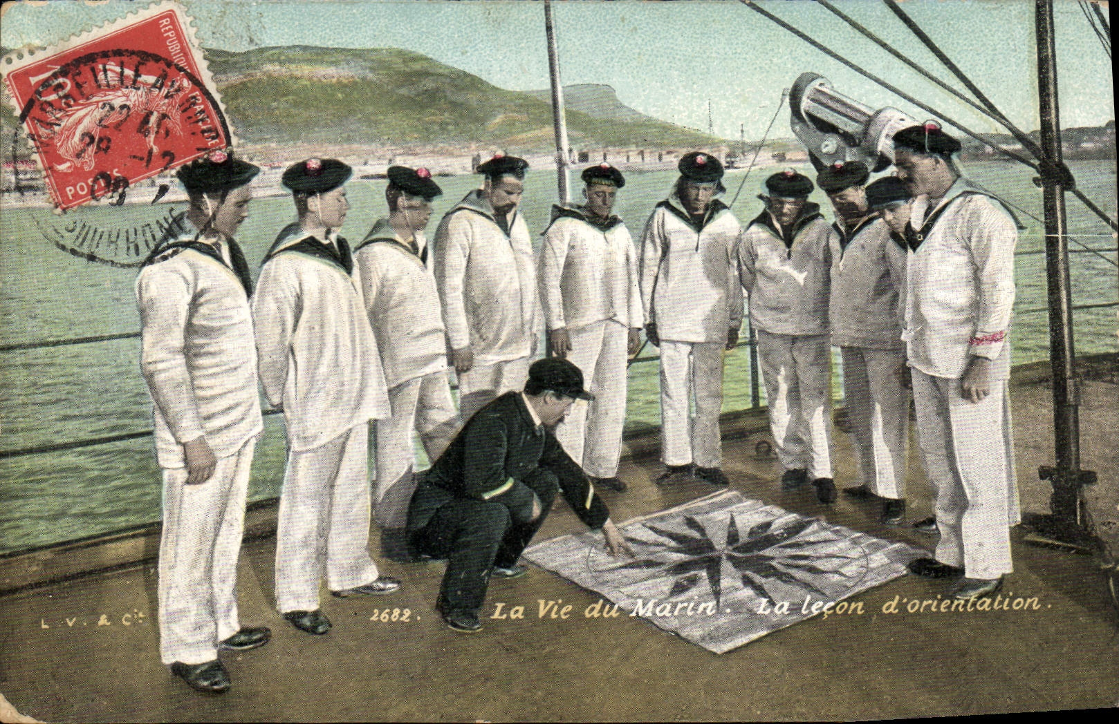 Postal Militaria la vida del Marin la lección de orientación