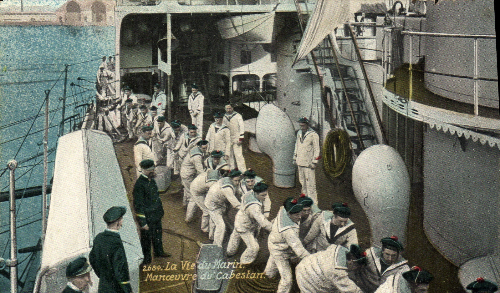 Vintage Postcard Militaria the life of the Sailor Operates Capstan