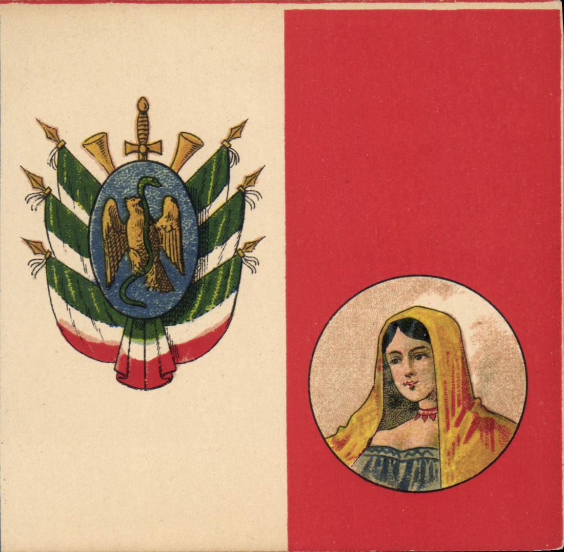 CPA Drapeau Femme Mexique Mexico