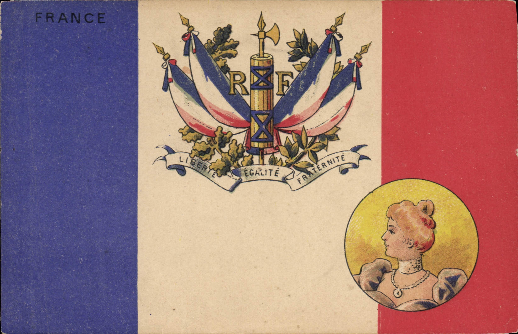 CPA Drapeau Femme France