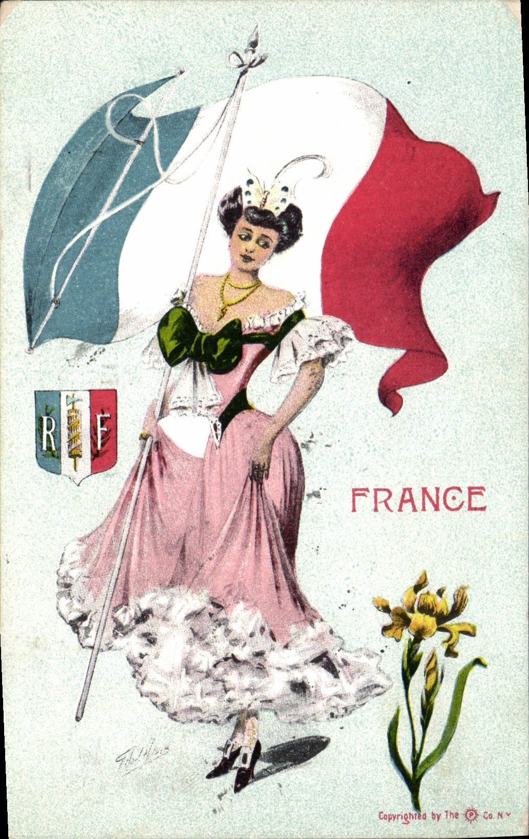 CPA Drapeau Femme France