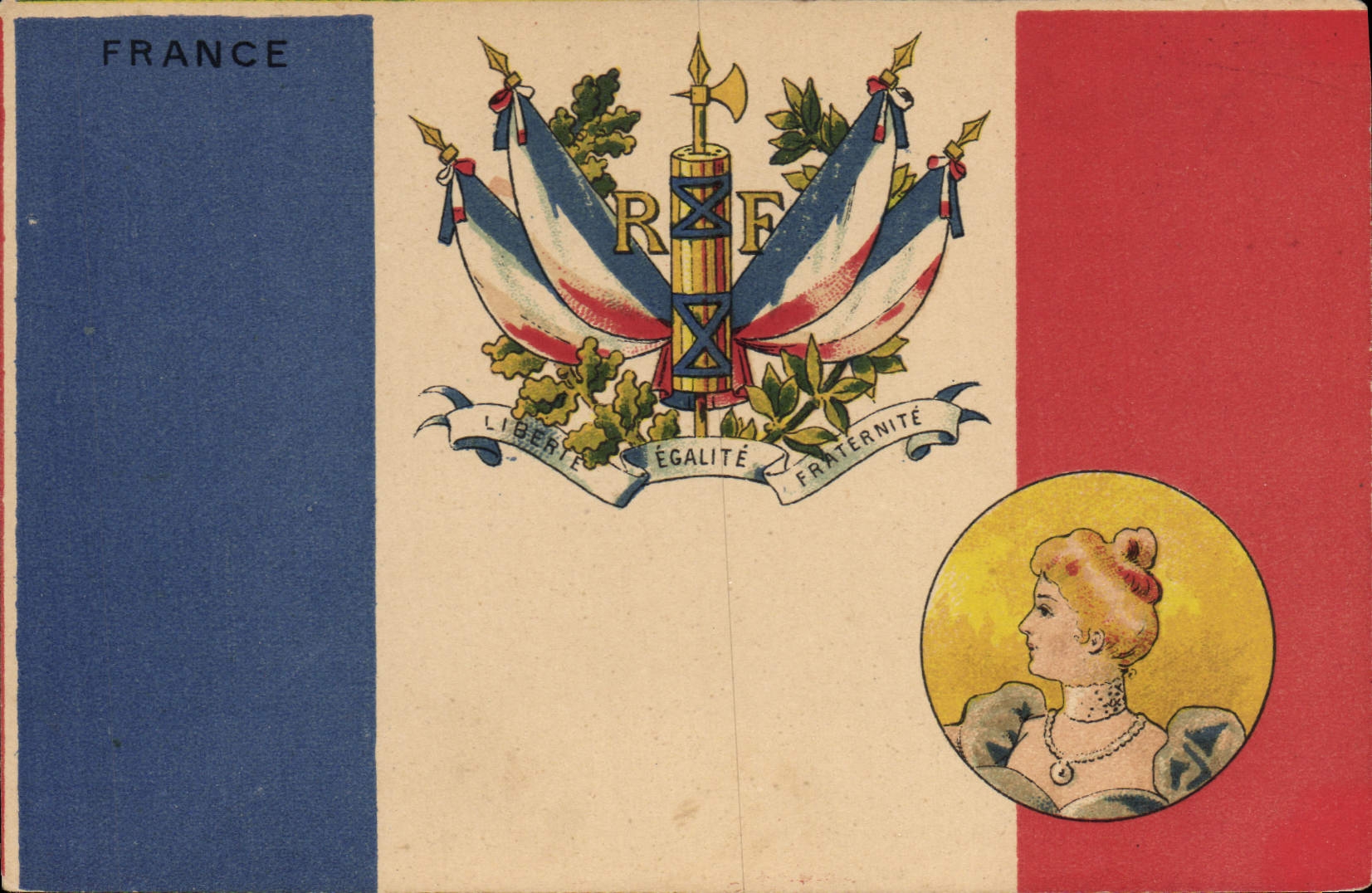 CPA Drapeau Femme France