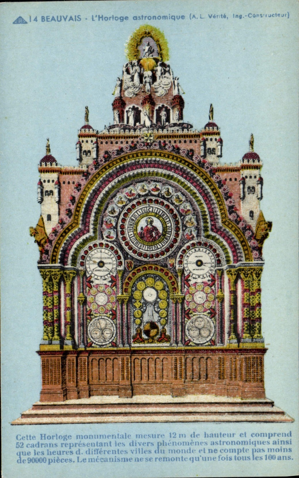 Postal Reloj astronómico Beauvais